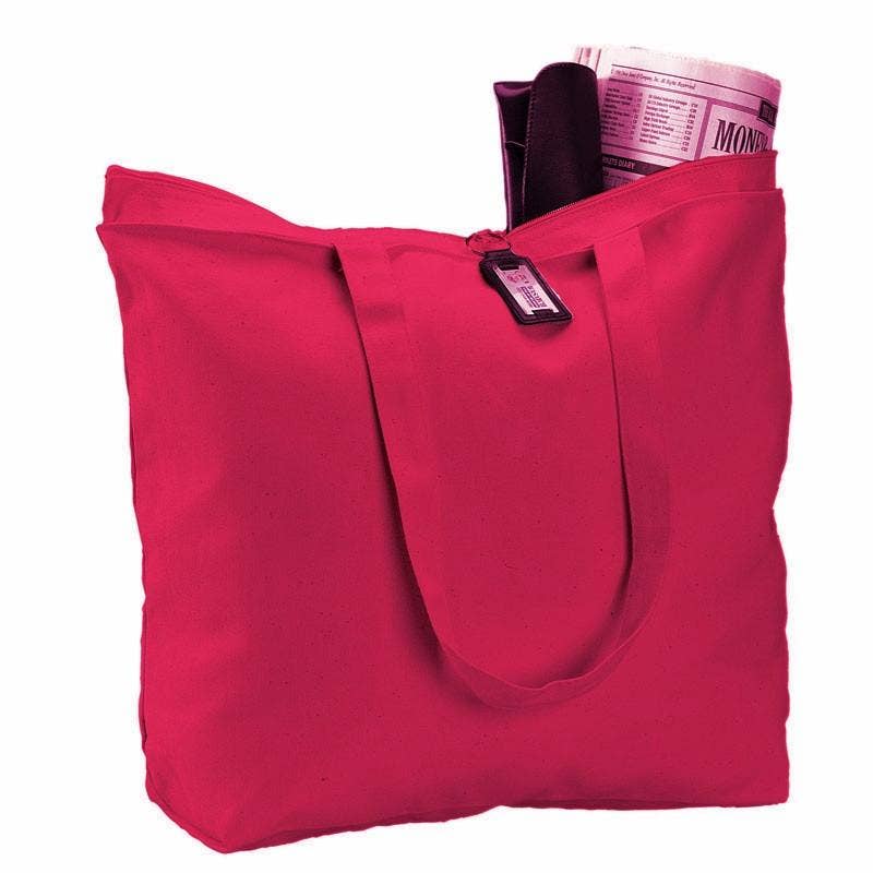 Heavy Canvas Zipper Tote Bag / Zippered Pocket