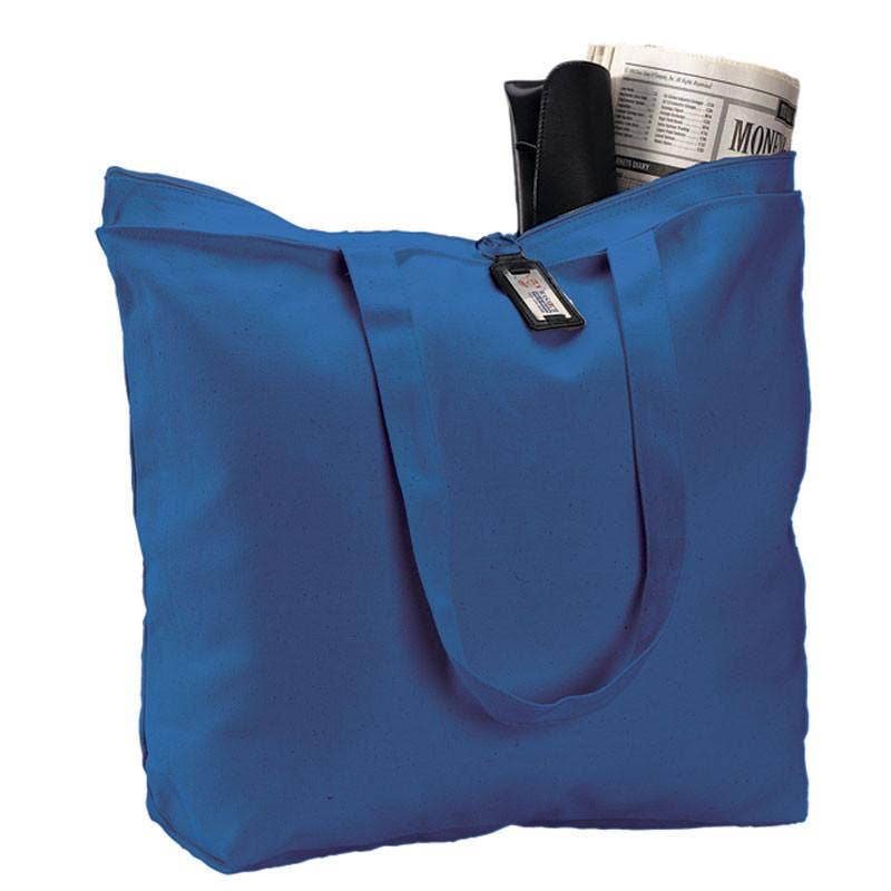 Heavy Canvas Zipper Tote Bag / Zippered Pocket