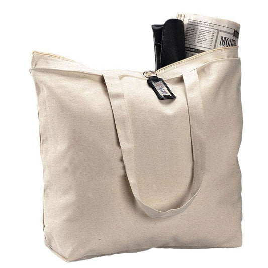Heavy Canvas Zipper Tote Bag / Zippered Pocket