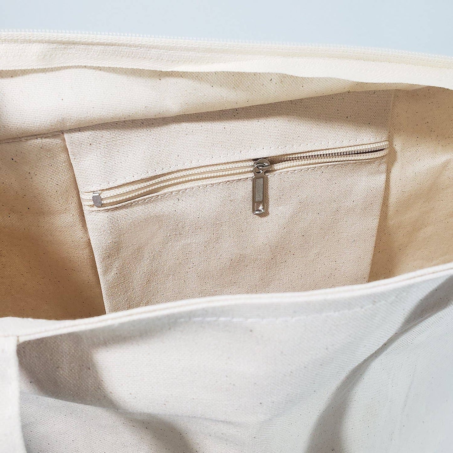Heavy Canvas Zipper Tote Bag / Zippered Pocket