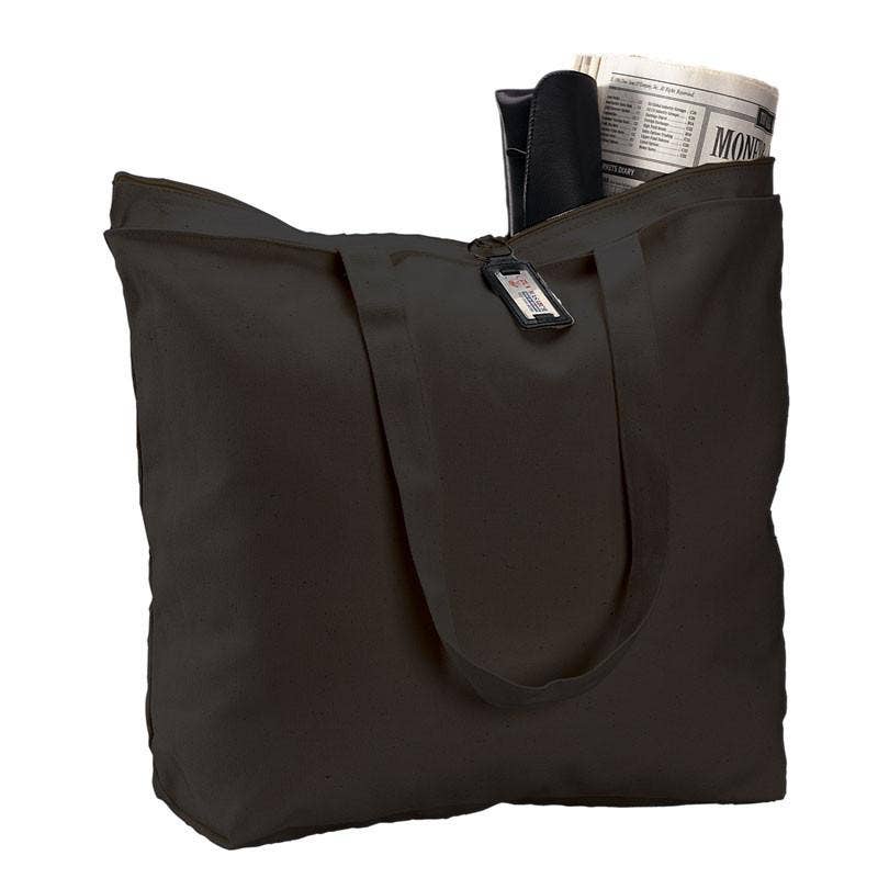 Heavy Canvas Zipper Tote Bag / Zippered Pocket