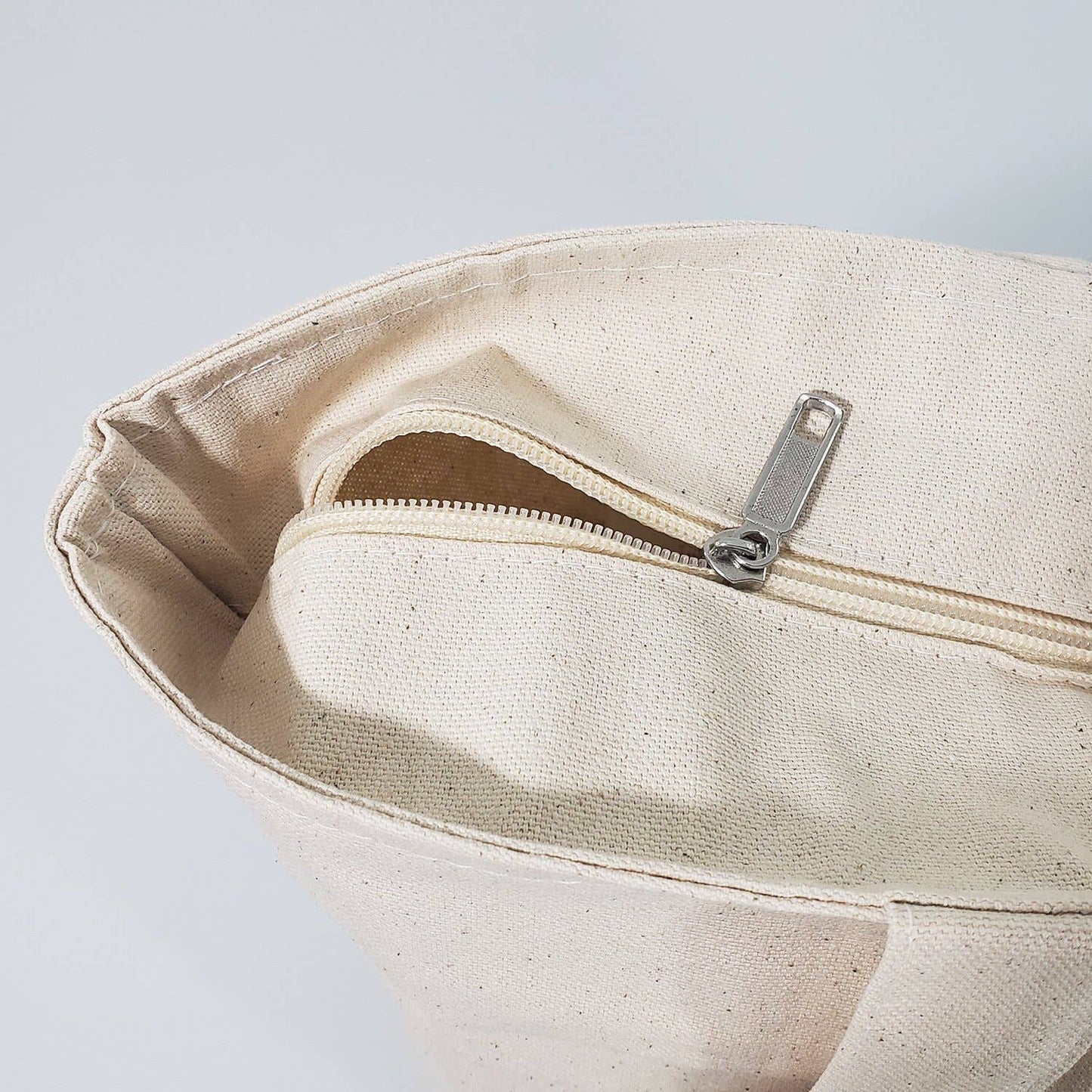 Heavy Canvas Zipper Tote Bag / Zippered Pocket