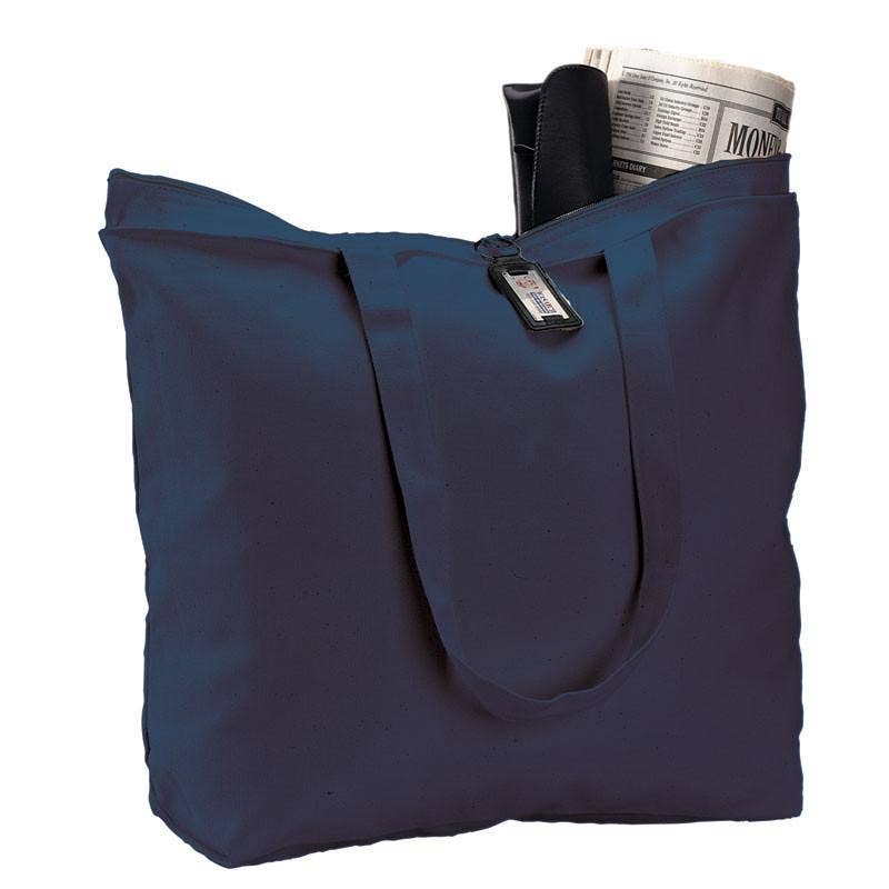 Heavy Canvas Zipper Tote Bag / Zippered Pocket