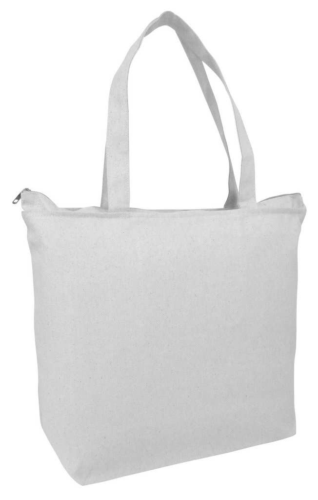 Heavy Canvas Zipper Tote Bag / Zippered Pocket